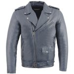 Milwaukee Leather SFM1890 Men’s Blue Leather Classic Moto Leather Jacket - Image 12