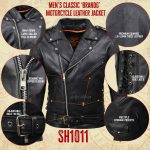 Milwaukee Leather SH1011TALL Black Classic Brando Motorcycle Jacket for Men Made of Cowhide Leather w/ Side Lacing - Image 2