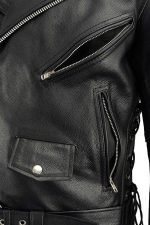 Milwaukee Leather SH1011TALL Black Classic Brando Motorcycle Jacket for Men Made of Cowhide Leather w/ Side Lacing - Image 7