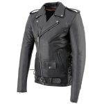 Milwaukee Leather SH1011TALL Black Classic Brando Motorcycle Jacket for Men Made of Cowhide Leather w/ Side Lacing - Image 9