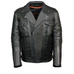 Milwaukee Leather ML1018 Men’s Black Motorcycle Jacket with Utility Pockets