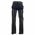 Milwaukee Leather Chaps for Men’s Black Premium Leather- Classic Jean Style Pockets Motorcycle Riders Chap – SH1101 - Image 2