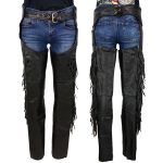 Milwaukee Leather SH1116 Women’s Classic Braided & Fringed Black Leather Motorcycle Chaps w/ Black Rose Embroidery - Image 9
