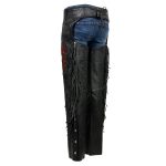 Milwaukee Leather SH1116 Women’s Classic Braided & Fringed Black Leather Motorcycle Chaps w/ Red Rose Embroidery - Image 6
