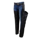 Milwaukee Leather SH1116 Women’s Classic Braided & Fringed Black Leather Motorcycle Chaps w/ Red Rose Embroidery - Image 3