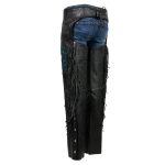Milwaukee Leather SH1116 Women’s Classic Braided & Fringed Black Leather Motorcycle Chaps w/ Turq Rose Embroidery - Image 7