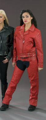 Milwaukee Leather SH1163 Women’s ‘Studded’ Red Classic Leather Chaps - Image 2