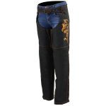Milwaukee Leather SH1182 Women’s Black with Orange Textile Motorcycle Riding Chaps with Tribal Embroidery - Image 6