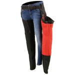 Milwaukee Leather SH1182 Women’s Black with Red Textile Motorcycle Riding Chaps with Tribal Embroidery - Image 4