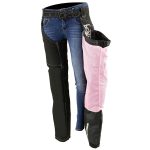 Milwaukee Leather SH1182 Women’s Black with Pink Textile Motorcycle Riding Chaps with Tribal Embroidery - Image 4