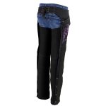 Milwaukee Leather SH1182 Women’s Black with Purple Textile Motorcycle Riding Chaps with Tribal Embroidery - Image 9