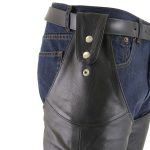 Milwaukee Leather Chaps for Men’s Black Leather Belt Less- Adjustable Side Snap Loop Motorcycle Riders Chap- SH1198 - Image 2