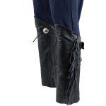 Genuine Leather SH1199FR Women’s Black ‘Fringed’ Leather Short Chaps with Conchos with Conchos - Image 8