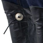 Genuine Leather SH1199FR Women’s Black ‘Fringed’ Leather Short Chaps with Conchos with Conchos - Image 5