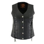 Milwaukee Leather SH1216 Ladies Black Leather Vest with Front Laces - Image 7