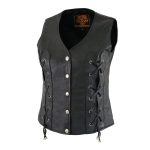 Milwaukee Leather SH1216 Ladies Black Leather Vest with Front Laces - Image 8