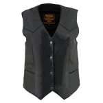 Milwaukee Leather SH1227 Women’s Black Leather Classic Western Motorcycle Rider Vest- Front 4-Snap Button Closure - Image 8