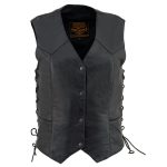 Milwaukee Leather SH1227L Women’s Black Leather Side Laces Classic Western Motorcycle Rider Vest W/4-Snaps Closure - Image 10