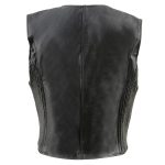 Milwaukee Leather SH1288 Women’s Black Leather Deep V-Neck Motorcycle Rider Vest with Side Stretch Panels - Image 2