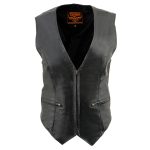 Milwaukee Leather SH1288 Women’s Black Leather Deep V-Neck Motorcycle Rider Vest with Side Stretch Panels - Image 7