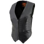 Milwaukee Leather SH1288 Women’s Black Leather Deep V-Neck Motorcycle Rider Vest with Side Stretch Panels - Image 5
