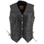 Milwaukee Leather SH1292 Women’s Black Leather Side Lace 6 Pocket Motorcycle Rider Vest- Antique Color Snap Closure - Image 8