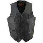 Milwaukee Leather SH131078 Men’s Black Leather Classic V-Neck Motorcycle Leather Vest - Image 7