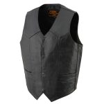 Milwaukee Leather SH1310 Men’s Black Leather Classic V-Neck Motorcycle Rider Vest w/ Front Snap Button Closure - Image 5