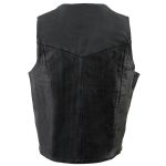 Milwaukee Leather SH1310Tall Men’s Black Leather Classic V-Neck Motorcycle Rider Vest w/ Snap Button Closure - Image 2