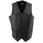 Milwaukee Leather SH1310Tall Men’s Black Leather Classic V-Neck Motorcycle Rider Vest w/ Snap Button Closure - Image 7
