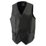 Milwaukee Leather SH1310Tall Men’s Black Leather Classic V-Neck Motorcycle Rider Vest w/ Snap Button Closure - Image 5