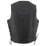 Milwaukee Leather SH131578 Men’s Black Leather Classic V-Neck Motorcycle Leather Vest w/ Side Lace - Image 2