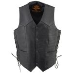 Milwaukee Leather SH131578 Men’s Black Leather Classic V-Neck Motorcycle Leather Vest w/ Side Lace - Image 14