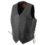 Milwaukee Leather SH131578 Men’s Black Leather Classic V-Neck Motorcycle Leather Vest w/ Side Lace - Image 12
