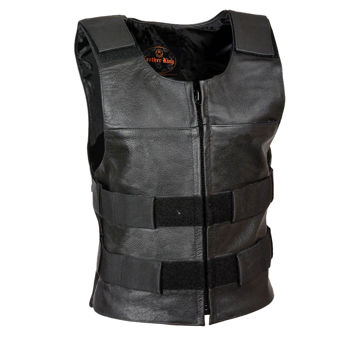 Milwaukee Leather SH1367 Men’s Black Leather Swat Style Rider Vest w/ Plain Back Panel for Club Patches