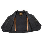 Milwaukee Leather SH1391 Men’s Black Leather 10 Pocket V-Neck Side Lace Motorcycle Rider Vest w/ Front Snap Closure - Image 5