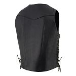 Milwaukee Leather SH1391 Men’s Black Leather 10 Pocket V-Neck Side Lace Motorcycle Rider Vest w/ Front Snap Closure - Image 7
