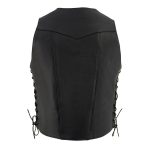 Milwaukee Leather SH1391 Men’s Black Leather 10 Pocket V-Neck Side Lace Motorcycle Rider Vest w/ Front Snap Closure - Image 2