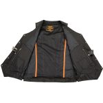 Milwaukee Leather SH1392Tall Men’s Black Leather 10 Pocket V-Neck Side Lace Motorcycle Rider Vest w/ Snap Closure - Image 5