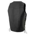 Milwaukee Leather SH1392Tall Men’s Black Leather 10 Pocket V-Neck Side Lace Motorcycle Rider Vest w/ Snap Closure - Image 7