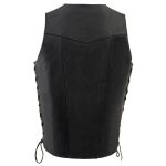 Milwaukee Leather SH1392Tall Men’s Black Leather 10 Pocket V-Neck Side Lace Motorcycle Rider Vest w/ Snap Closure - Image 2