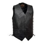 Milwaukee Leather SH1397 Men’s Classic Black Leather Side Lace Vest
