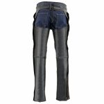 Milwaukee Leather Men’s Black Premium Leather Motorcycle Rider Chaps w/ Front 3-Pockets – Thigh Patch Pocket-SH1766 - Image 2
