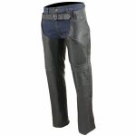 Milwaukee Leather Men’s Black Premium Leather Motorcycle Rider Chaps w/ Front 3-Pockets – Thigh Patch Pocket-SH1766 - Image 5