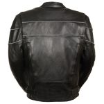 Milwaukee Leather SH1785 Men’s Black Leather Scooter Style Motorcycle Jacket w/ Side Stretch and Reflective Piping - Image 2