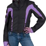NexGen Ladies SH1906 Black and Purple Textile Racer Jacket with Hoodie - Image 2