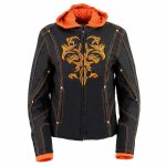 NexGen SH1939 Women’s ‘Reflective Tribal’ Orange and Black 3/4 Textile Vented Jacket - Image 10