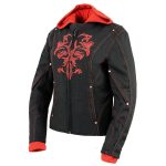 NexGen SH1939 Women’s ‘Reflective Tribal’ Red and Black 3/4 Textile Vented Jacket - Image 8
