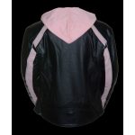 Milwaukee Leather SH1951 Women’s Black and Pink Striped Leather Jacket with Zip-Out Hoodie - Image 7