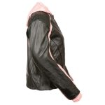 Milwaukee Leather SH1951 Women’s Black and Pink Striped Leather Jacket with Zip-Out Hoodie - Image 5
